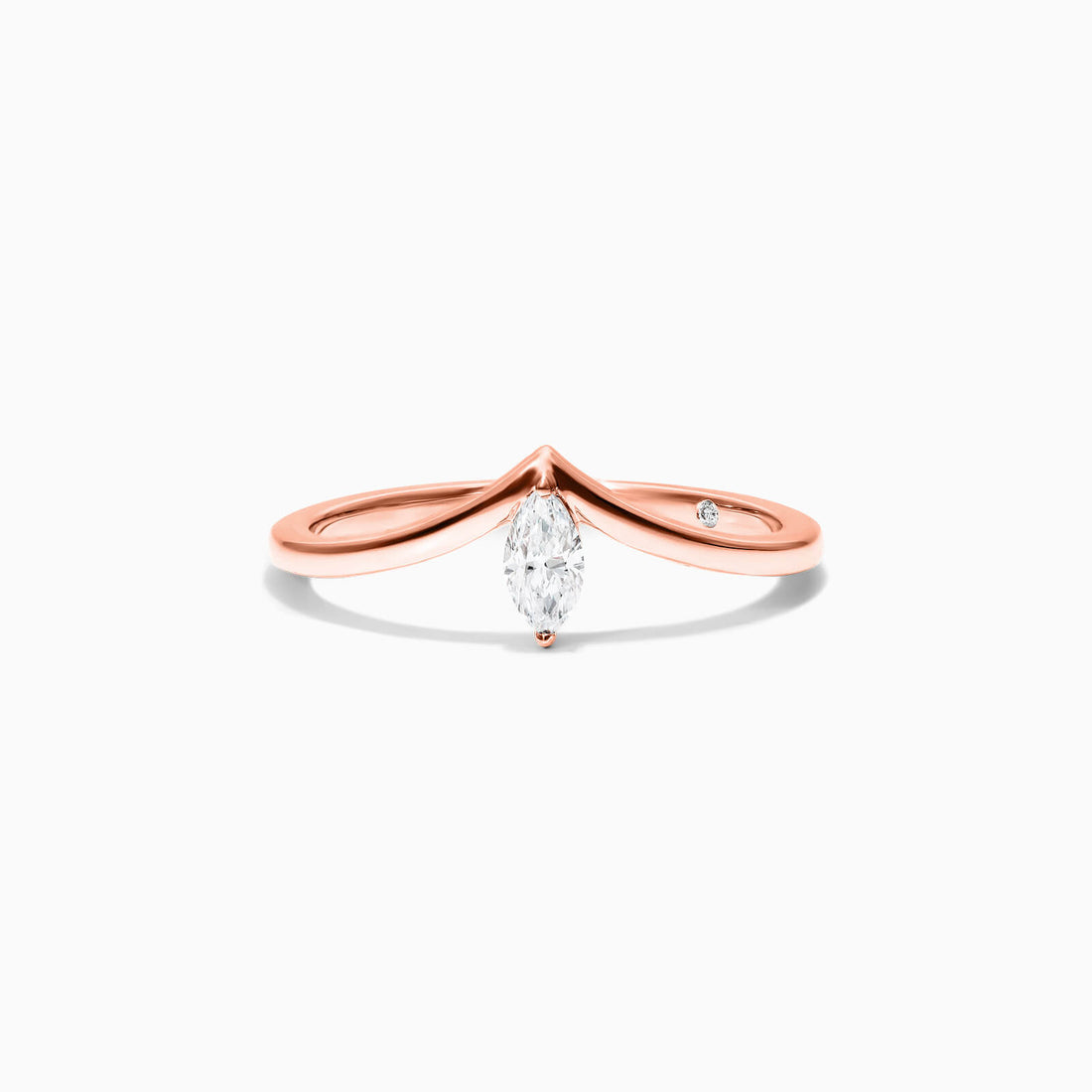 Anel De Ouro Rosa 18k Em V de Luxo Diamante Solitario
