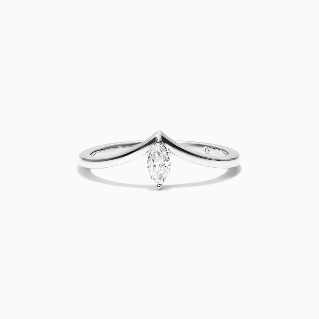 Anel De Ouro Branco 18k Em V de Luxo Diamante Solitario