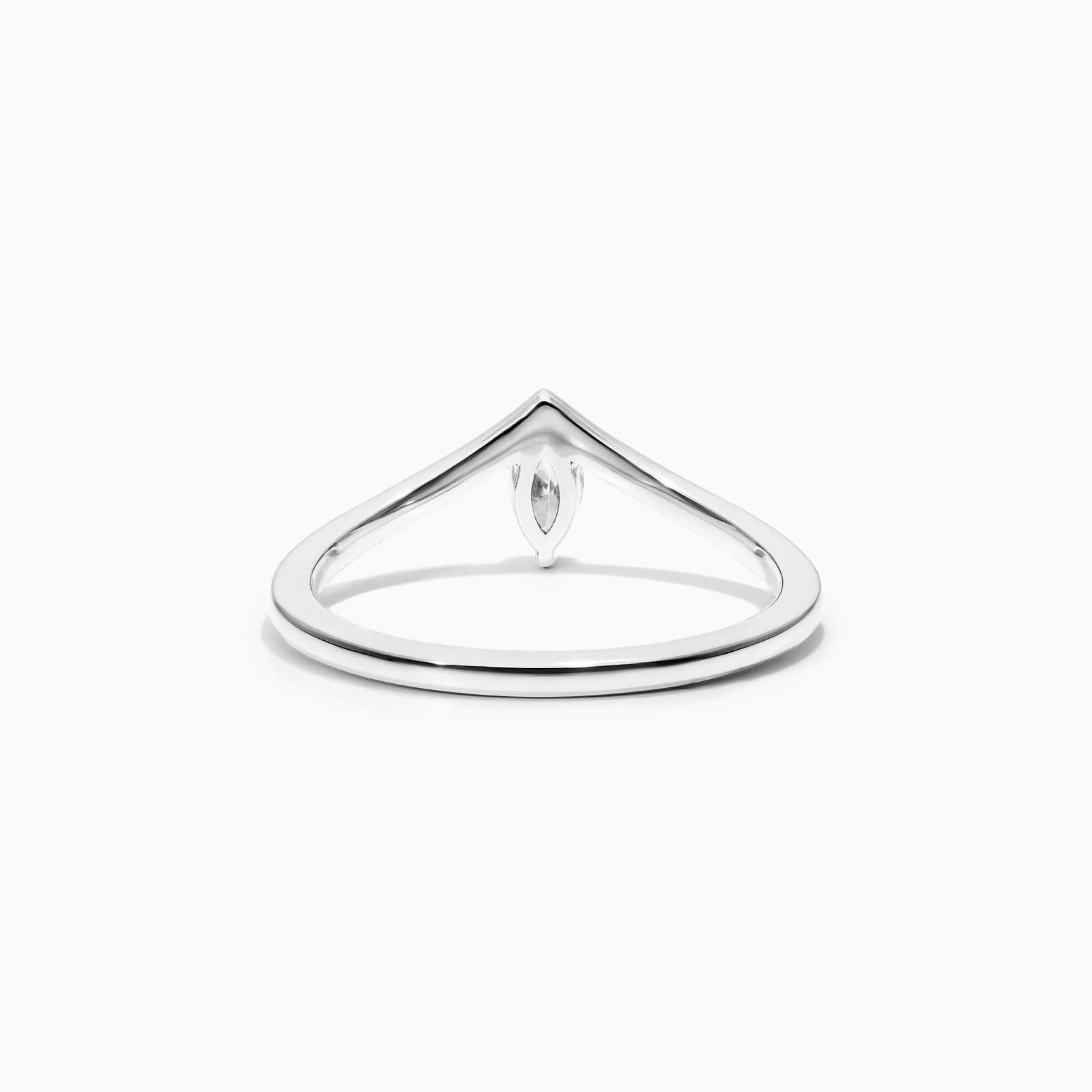 Anel De Ouro Branco 18k Em V de Luxo Diamante Solitario