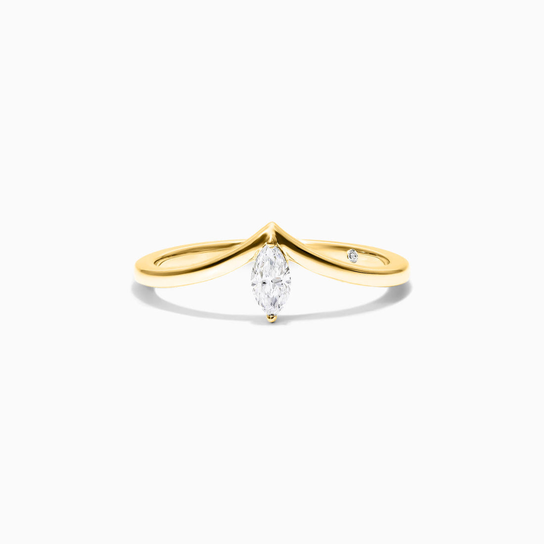 Anel De Ouro Amarelo 18k Em V de Luxo Diamante Solitario