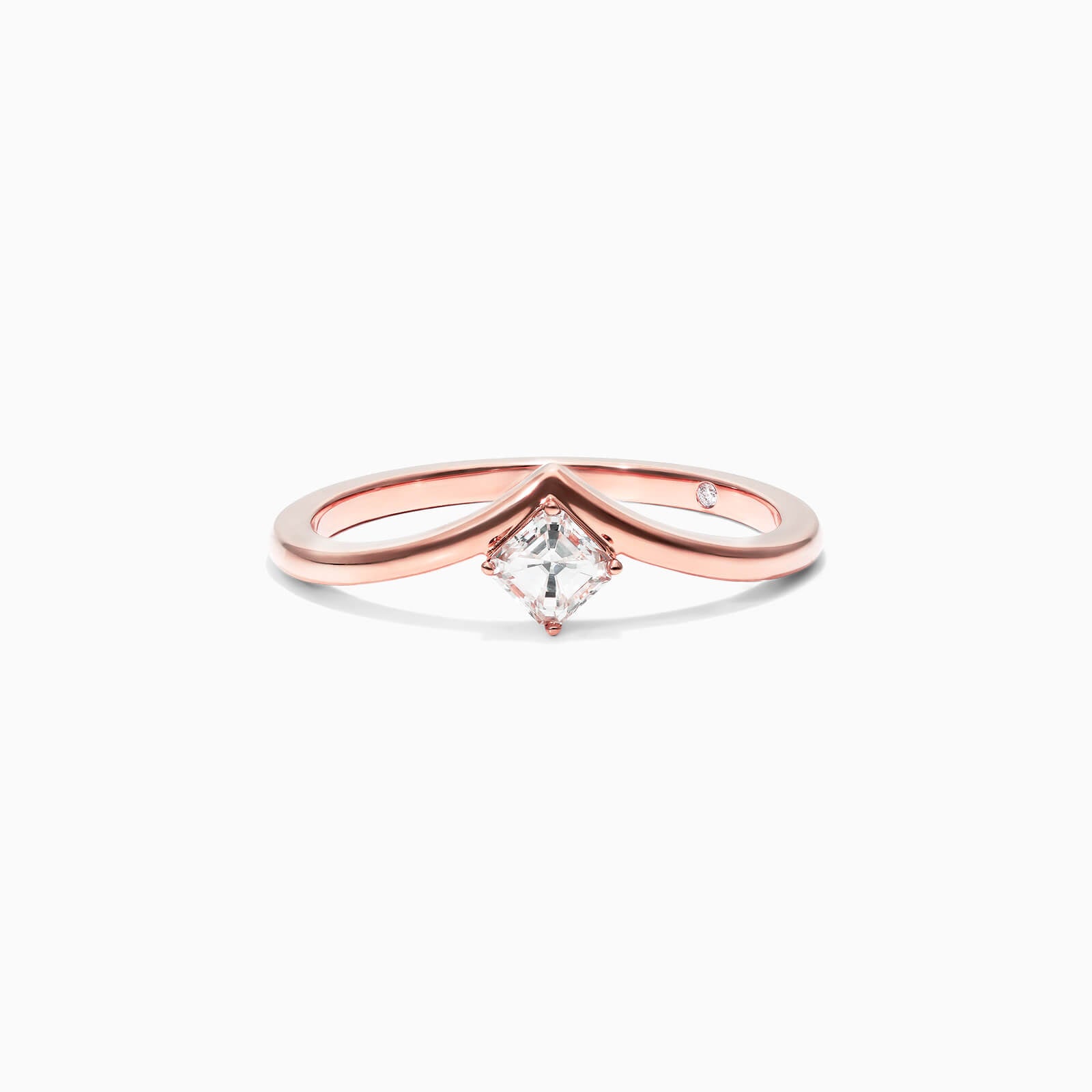 Anel De Ouro Rosa 18k Em V De Luxo Diamante Solitario Sally
