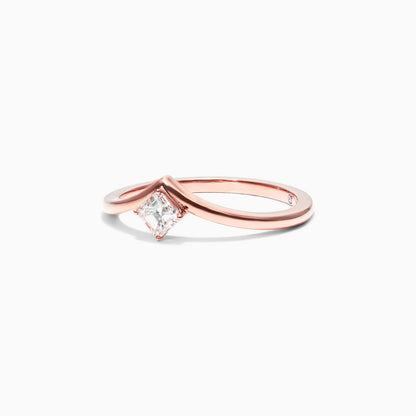 Anel De Ouro Rosa 18k Em V De Luxo Diamante Solitario Sally