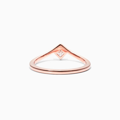 Anel De Ouro Rosa 18k Em V De Luxo Diamante Solitario Sally