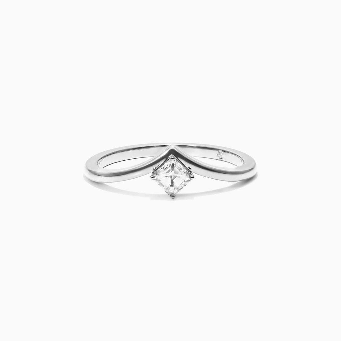 Anel De Ouro Branco 18k Em V De Luxo Diamante Solitario Sally