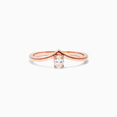 Anel De Ouro Rosa 18k Em V De Luxo Diamante Solitario Queen - AUREA FINE JEWELRY