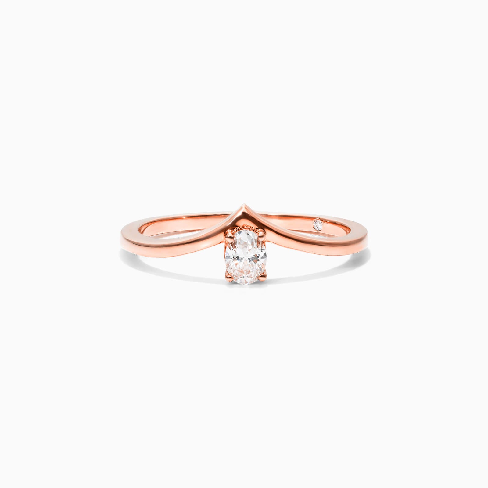 Anel De Ouro Rosa 18k Em V De Luxo Diamante Solitario Queen - AUREA FINE JEWELRY