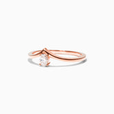 Anel De Ouro Rosa 18k Em V De Luxo Diamante Solitario Queen - AUREA FINE JEWELRY