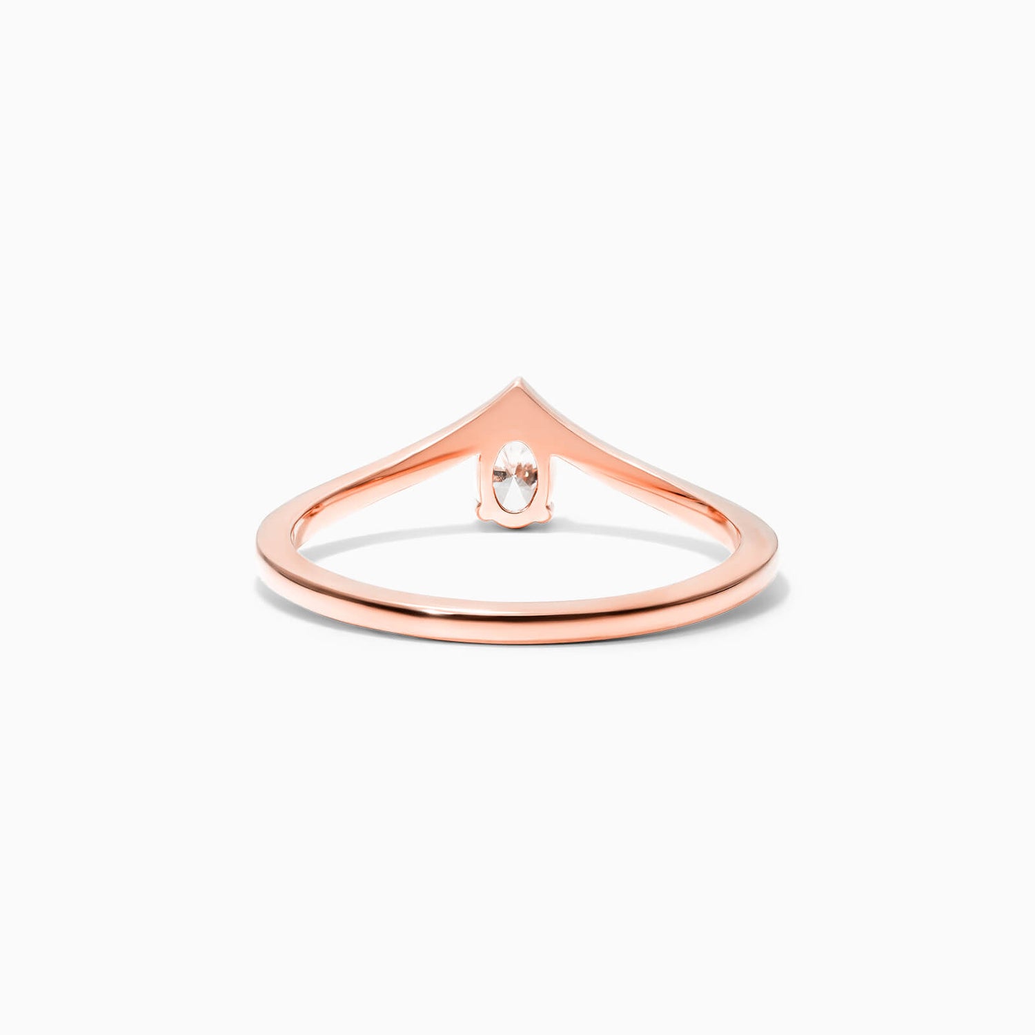 Anel De Ouro Rosa 18k Em V De Luxo Diamante Solitario Queen - AUREA FINE JEWELRY