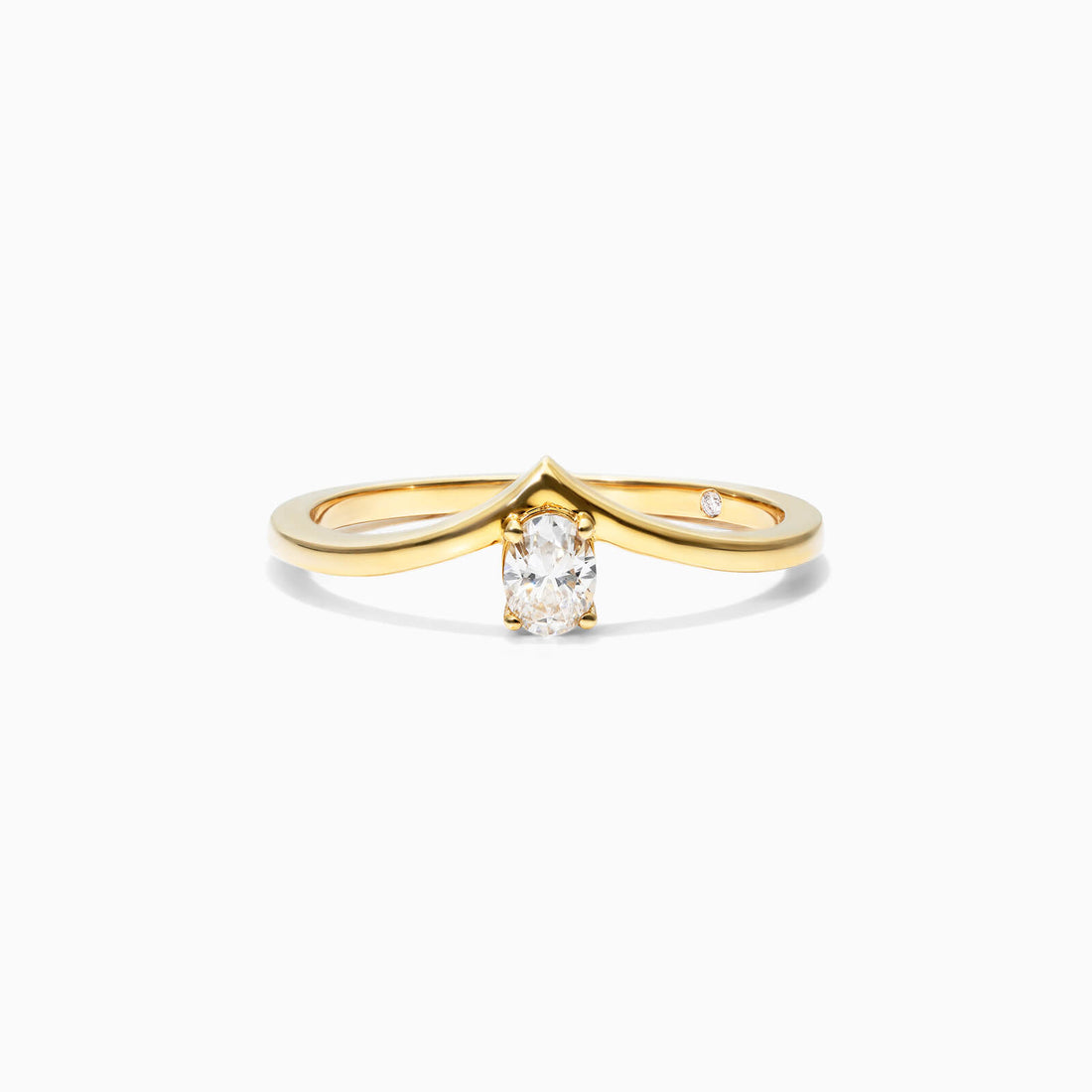 Anel De Ouro Amarelo 18k Em V De Luxo Diamante Solitario Queen - AUREA FINE JEWELRY