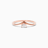 Anel De Ouro Rosa 18k Em V De Luxo Diamante Solitario Hearth - AUREA FINE JEWELRY
