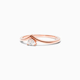 Anel De Ouro Rosa 18k Em V De Luxo Diamante Solitario Hearth - AUREA FINE JEWELRY