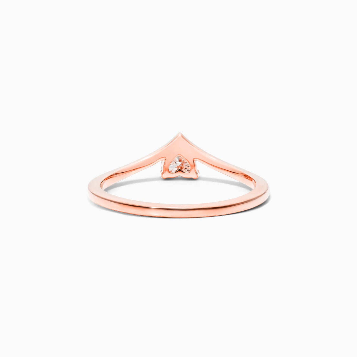 Anel De Ouro Rosa 18k Em V De Luxo Diamante Solitario Hearth - AUREA FINE JEWELRY