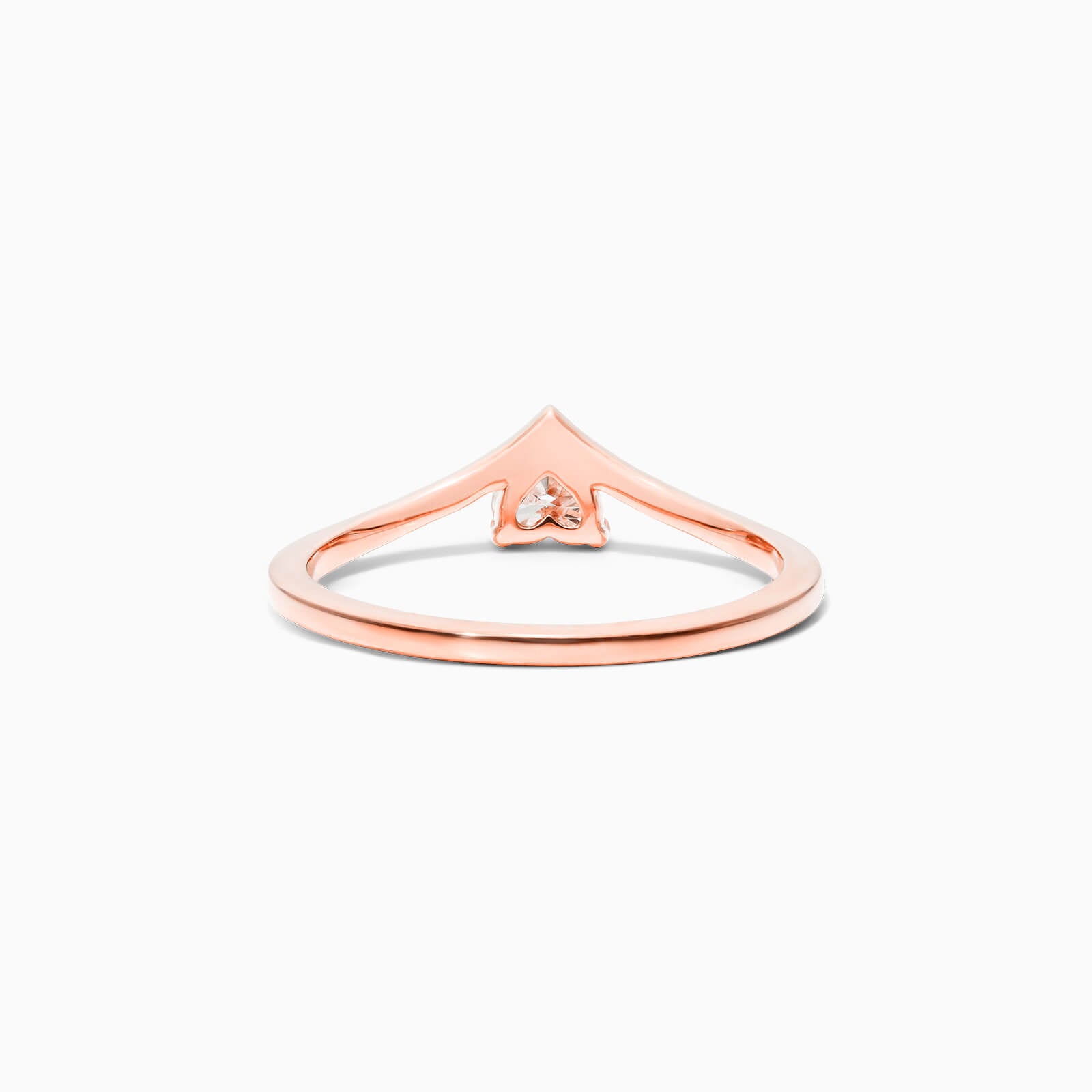 Anel De Ouro Rosa 18k Em V De Luxo Diamante Solitario Hearth - AUREA FINE JEWELRY