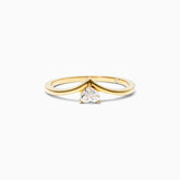 Anel De Ouro Amarelo 18k Em V De Luxo Diamante Solitario Hearth - AUREA FINE JEWELRY