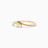 Anel De Ouro Amarelo 18k Em V De Luxo Diamante Solitario Hearth - AUREA FINE JEWELRY