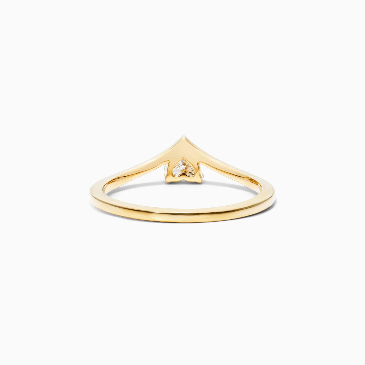 Anel De Ouro Amarelo 18k Em V De Luxo Diamante Solitario Hearth - AUREA FINE JEWELRY