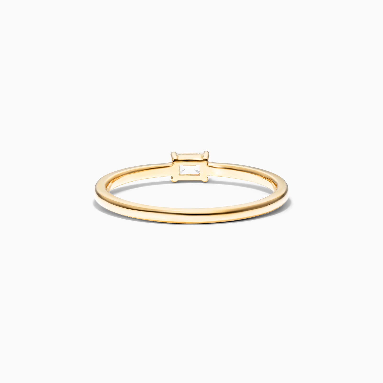 Anel De Ouro Amarelo 18k Delicado Diamante Baguette Solitario