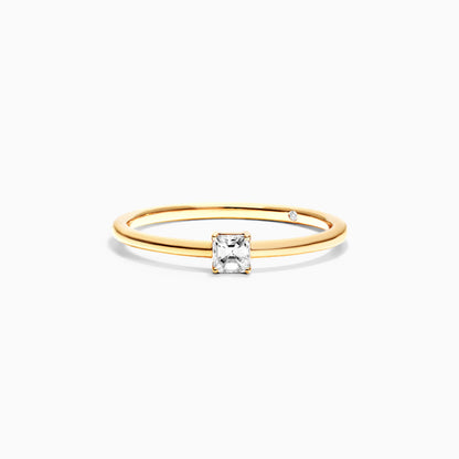 Anel De Ouro Amarelo 18k Delicado Diamante Quadrado Solitario | New | Anéis, diamante, yellow | AUREA FINE JEWELRY