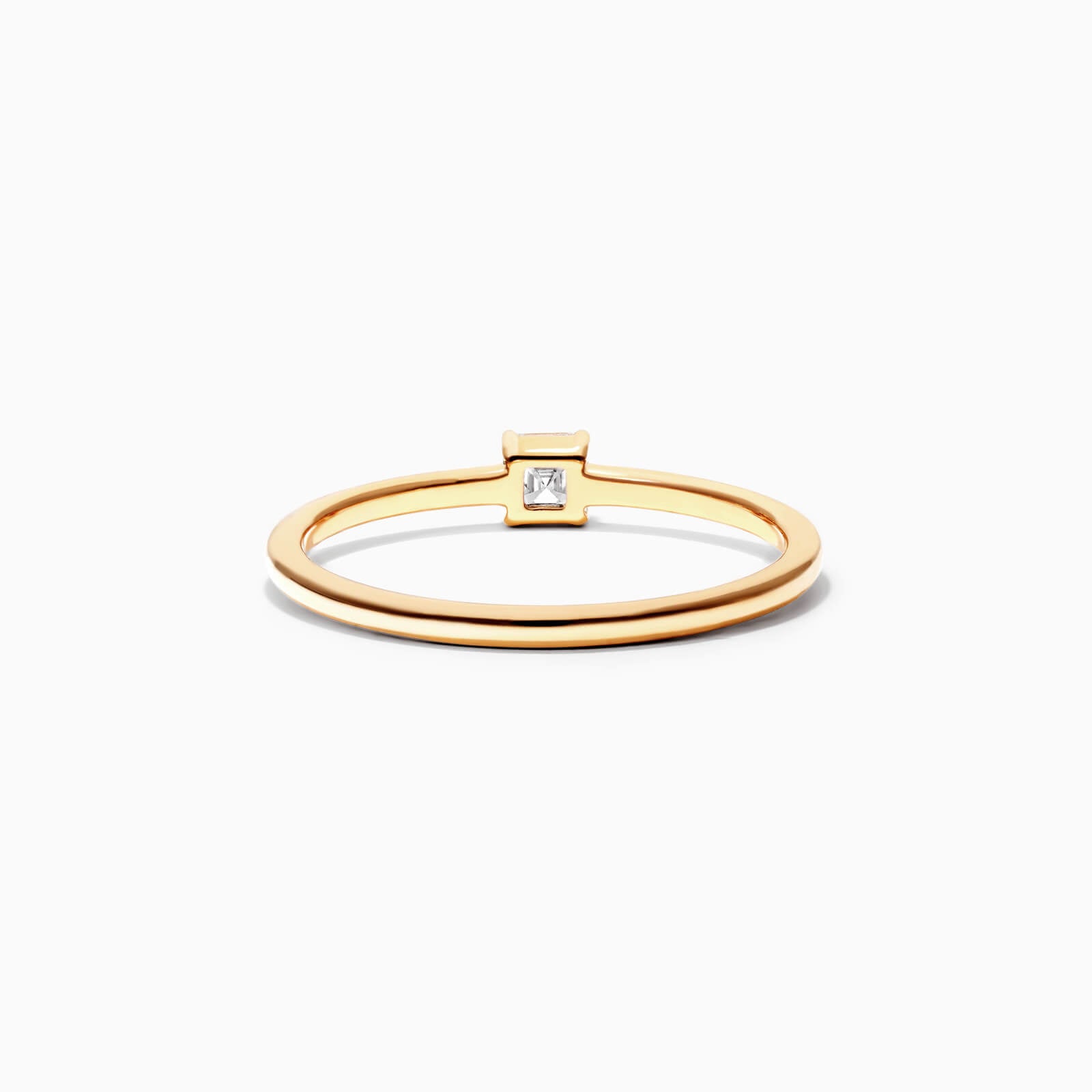 Anel De Ouro Amarelo 18k Delicado Diamante Quadrado Solitario