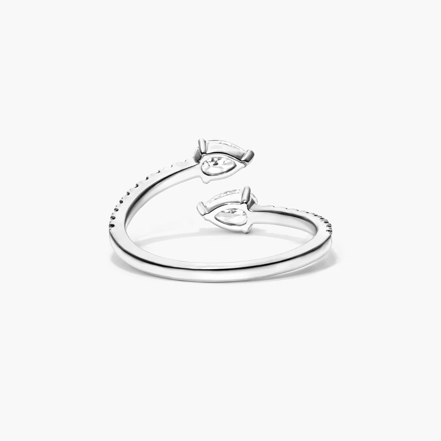 Anel Aberto de Ouro Branco 18k C/ Diamantes Brilhantes