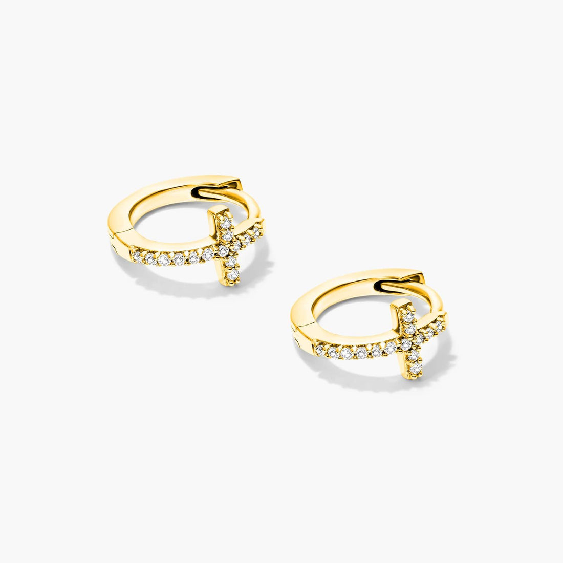 Brinco de  Ouro 18k feminino  Diamantes Cruz II Luxo