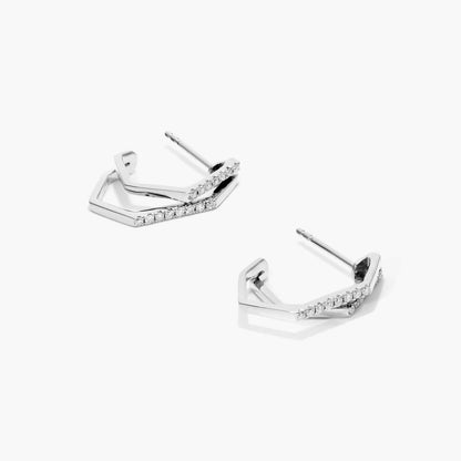 Brinco de  Ouro 18k feminino  Diamantes Geometric Luxo