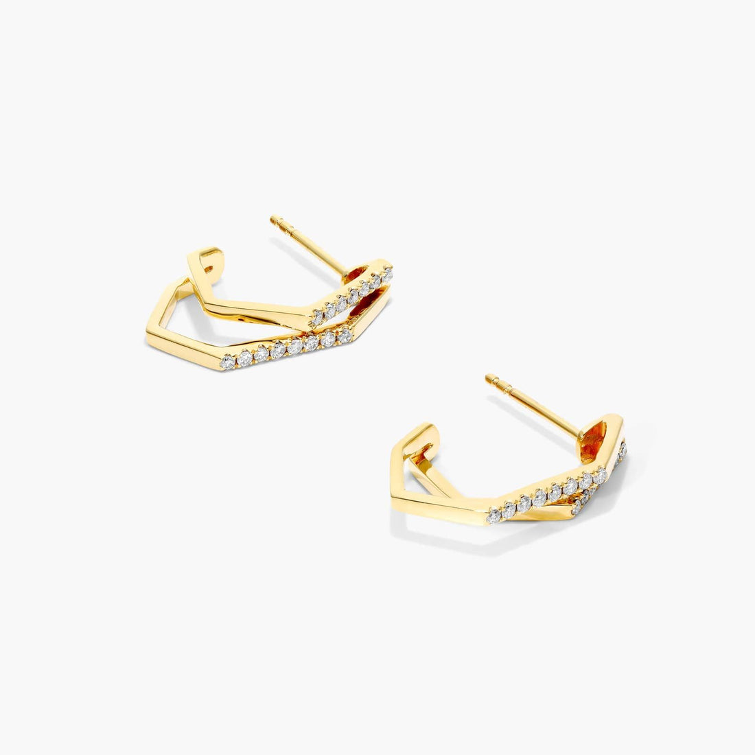 Brinco de  Ouro 18k feminino  Diamantes Geometric Luxo