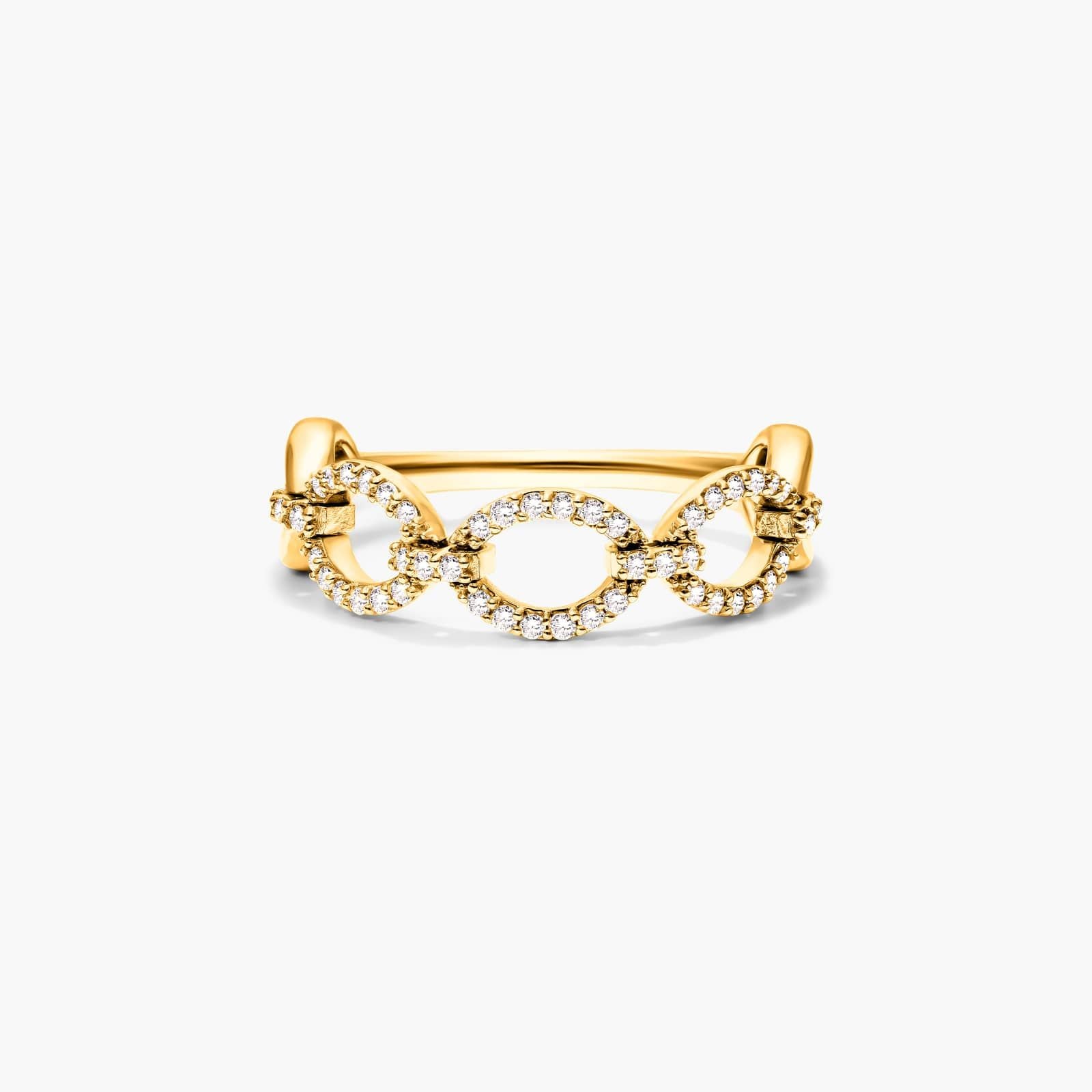 Anel De Elos Em Ouro Amarelo 18k C/ Diamantes Brilhantes Pave | New | Anéis, diamante, yellow | AUREA FINE JEWELRY
