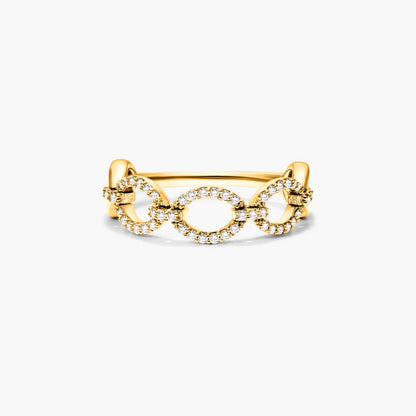 Anel De Elos Em Ouro Amarelo 18k C/ Diamantes Brilhantes Pave | New | Anéis, diamante, yellow | AUREA FINE JEWELRY