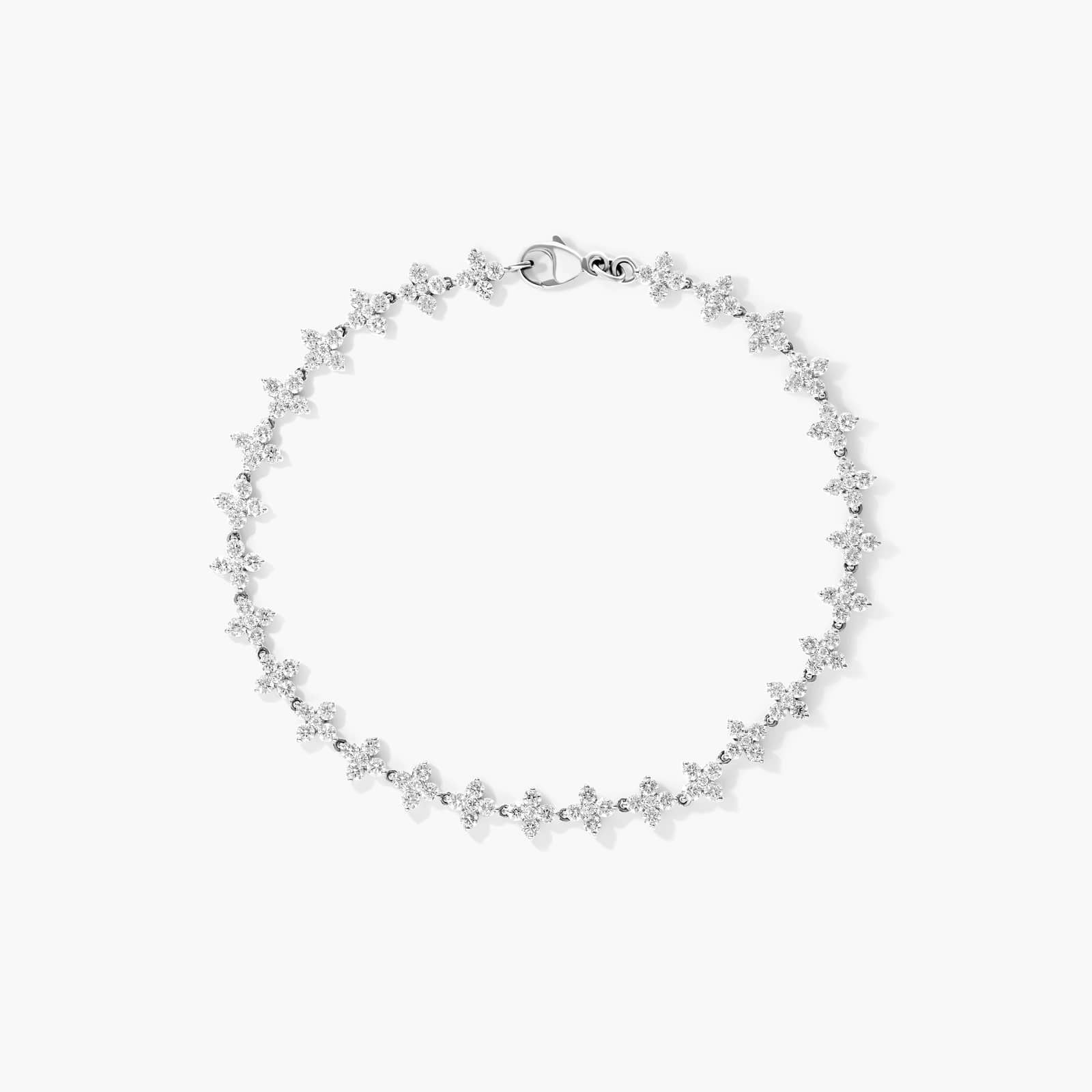 Pulseira  Feminina Riviera de Ouro 18k  Diamantes Flowers