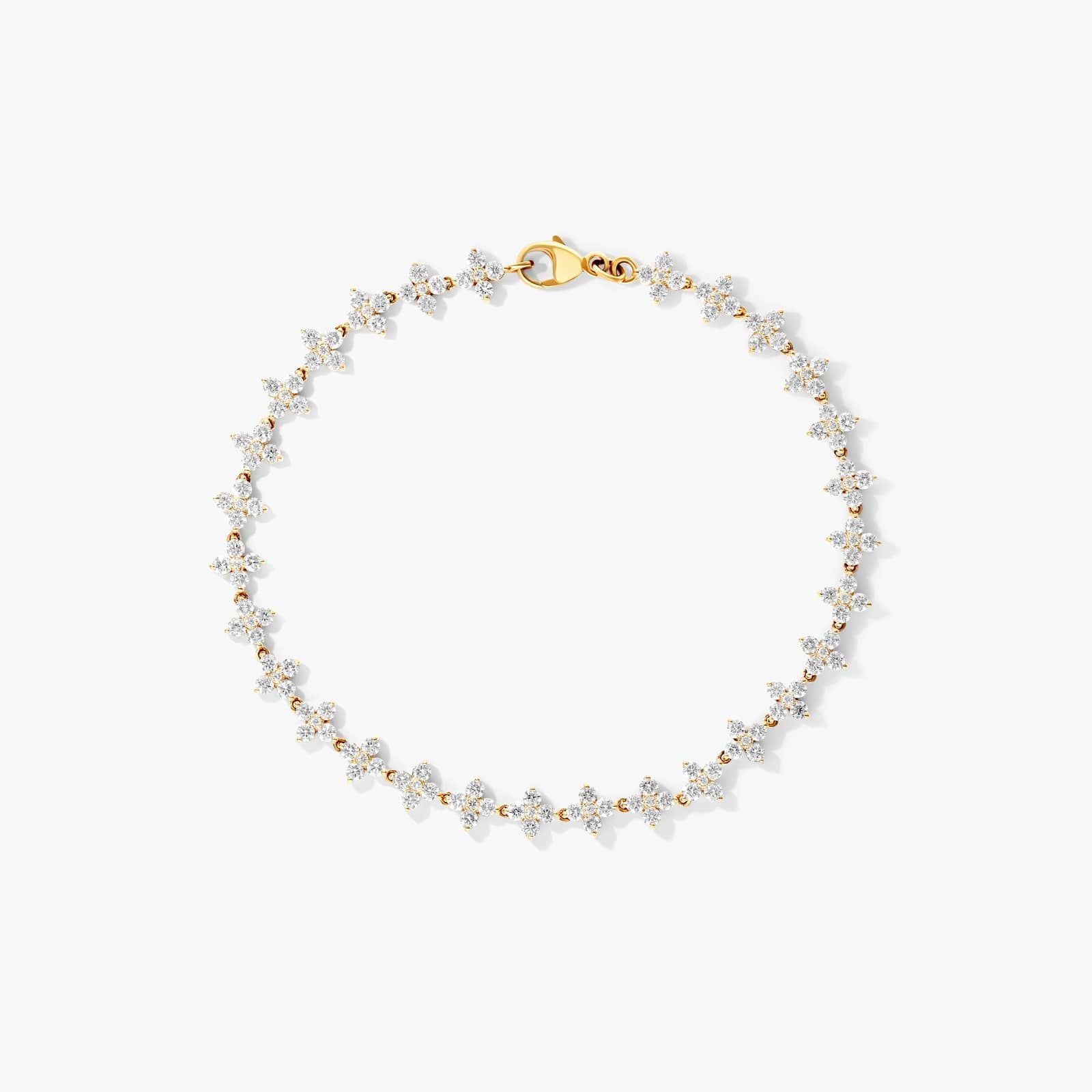 Pulseira  Feminina Riviera de Ouro 18k  Diamantes Flowers