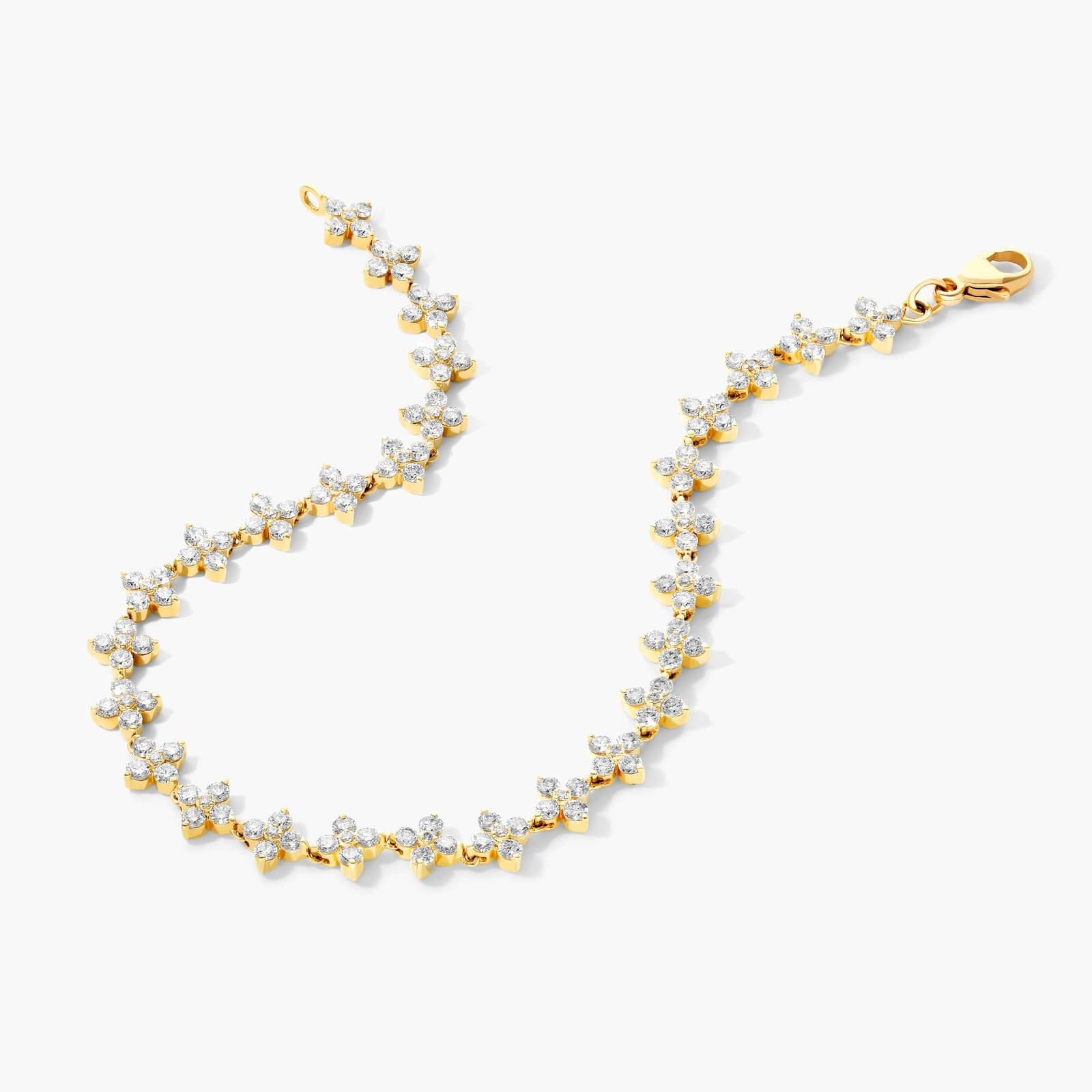 Pulseira  Feminina Riviera de Ouro 18k  Diamantes Flowers