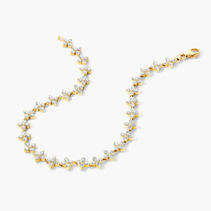 Pulseira  Feminina Riviera de Ouro 18k  Diamantes Flowers