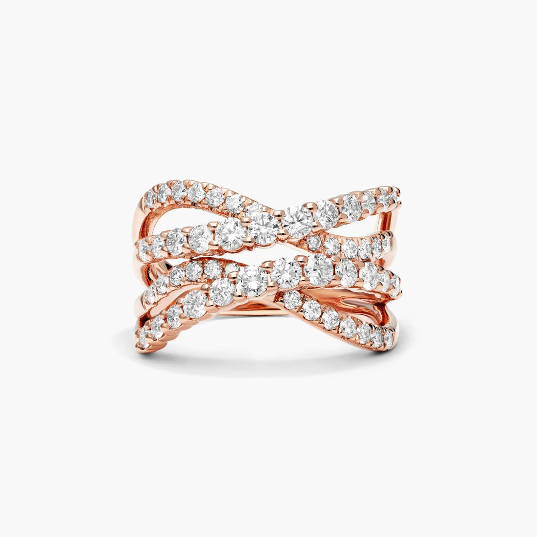 Anel De Ouro 18k e Fileiras De Ondas C/ Diamantes Brilhantes Luxo | New | Anéis, diamante, pink | AUREA FINE JEWELRY