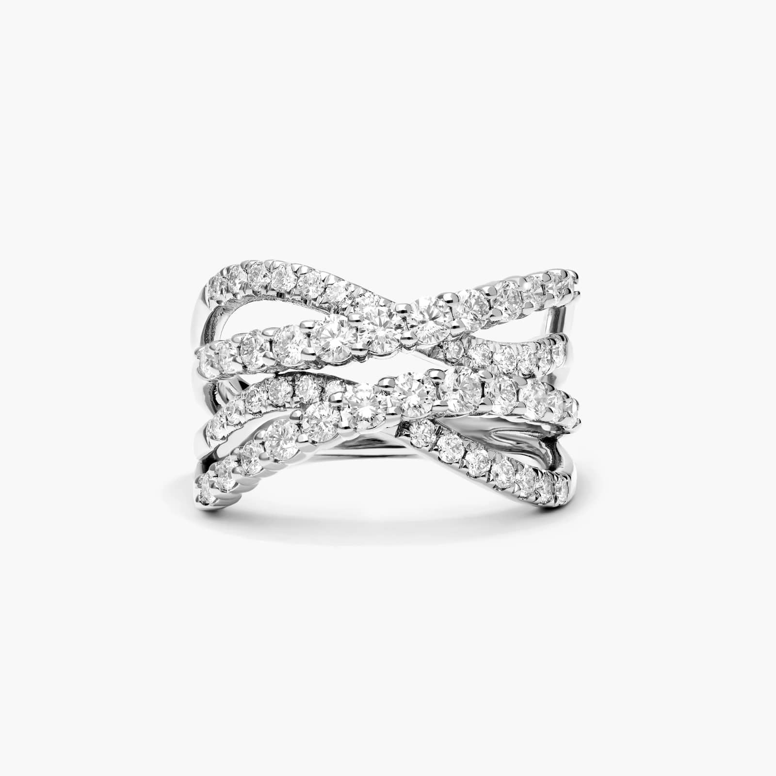 Anel De Ouro 18k e Fileiras De Ondas C/ Diamantes Brilhantes Luxo | New | Anéis, diamante, white | AUREA FINE JEWELRY