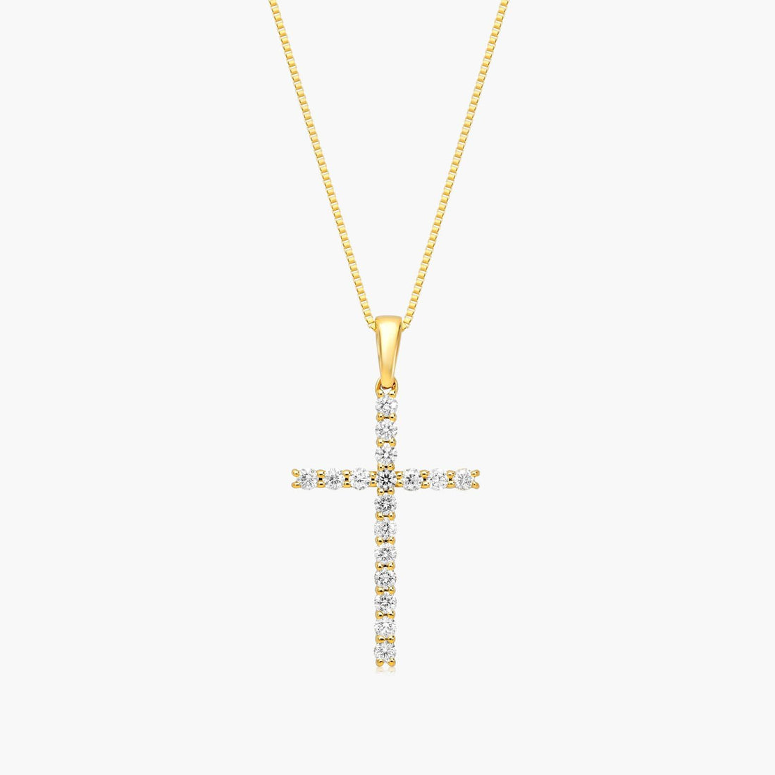 Corrente feminina em Ouro 18k Amarelo diamantes cruz luxo
