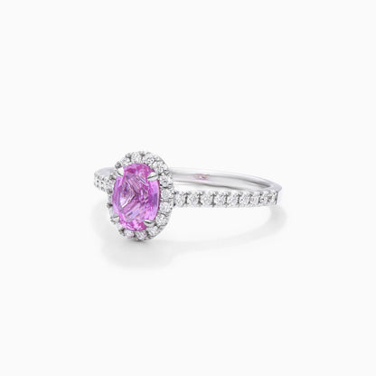 Anel de Safira Rosa em Ouro 18k C/ Diamantes Brilhantes