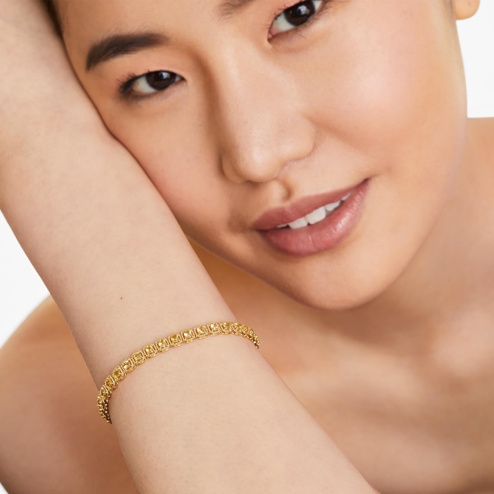 Pulseira Feminina de ouro riviera safiras