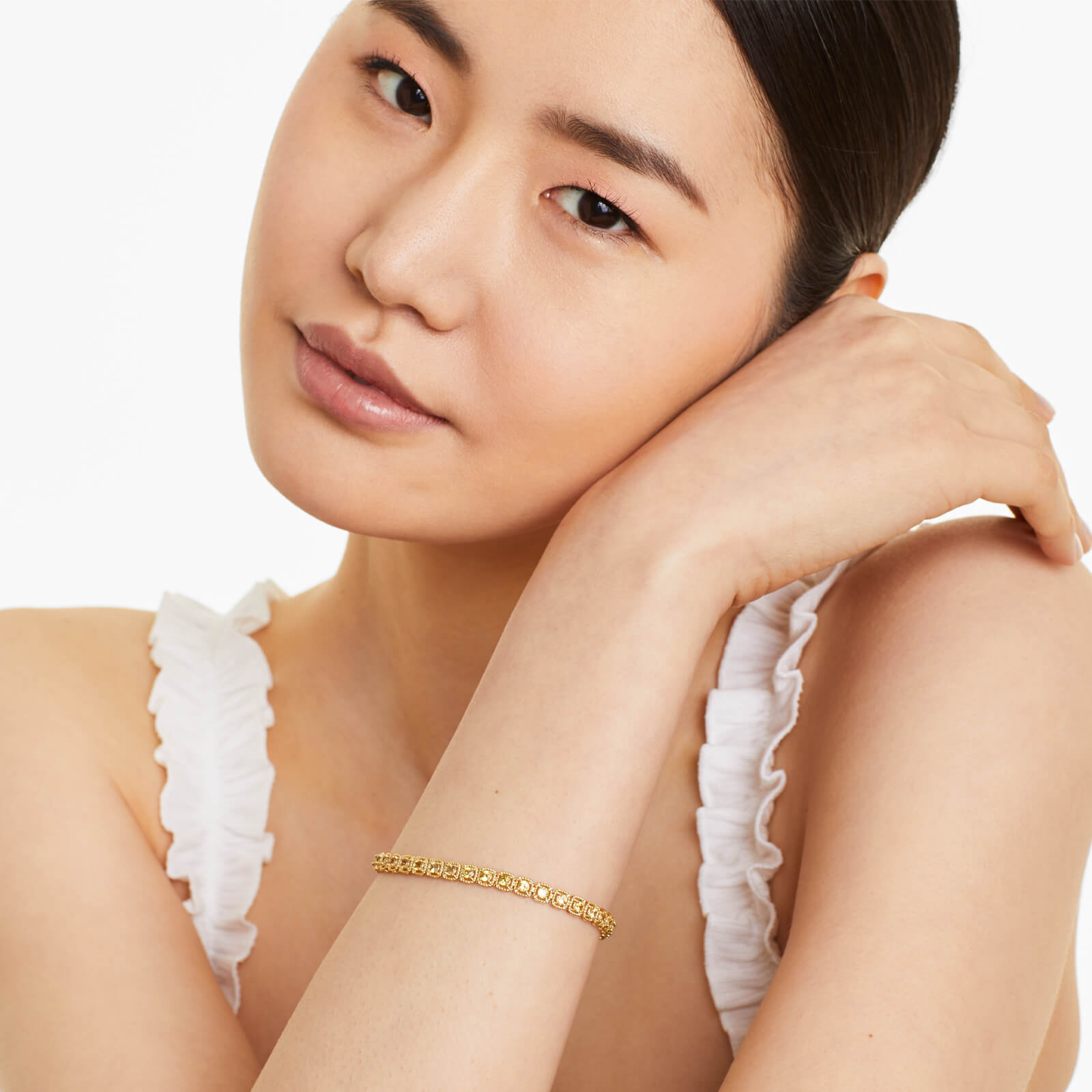 Pulseira Feminina de ouro riviera safiras