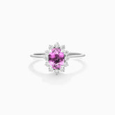 Anel De Safira Rosa Em Ouro 18k C/ Diamantes Brilhantes | New | anel-de-noivado, Anéis, diamante, noivado, Safira, white | AUREA FINE JEWELRY