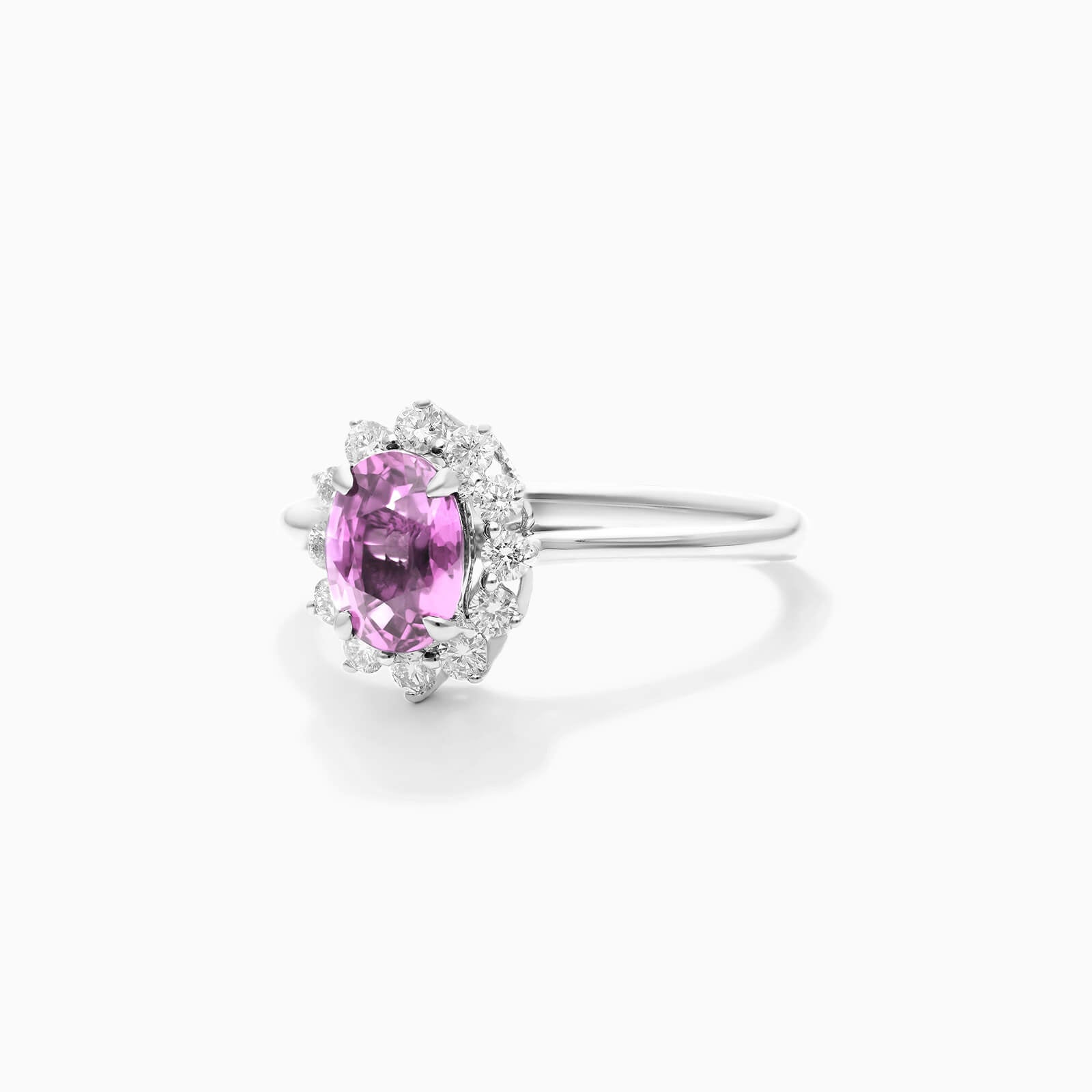 Anel De Safira Rosa Em Ouro 18k C/ Diamantes Brilhantes