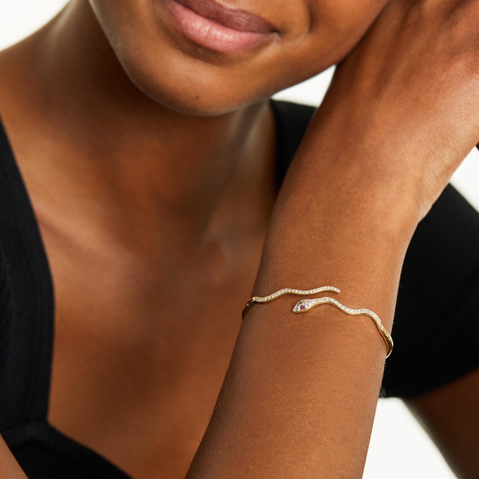 Pulseira Feminina de ouro riviera cobra serpente diamantes