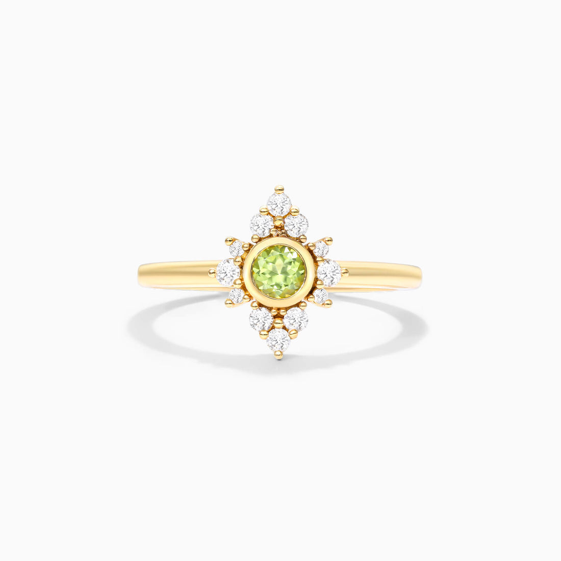 Anel De Ouro 18k c/ Peridoto e Diamantes Brilhantes de Luxo | New | anel-de-noivado, Anéis, diamante, Esmeralda, noivado, yellow | AUREA FINE JEWELRY