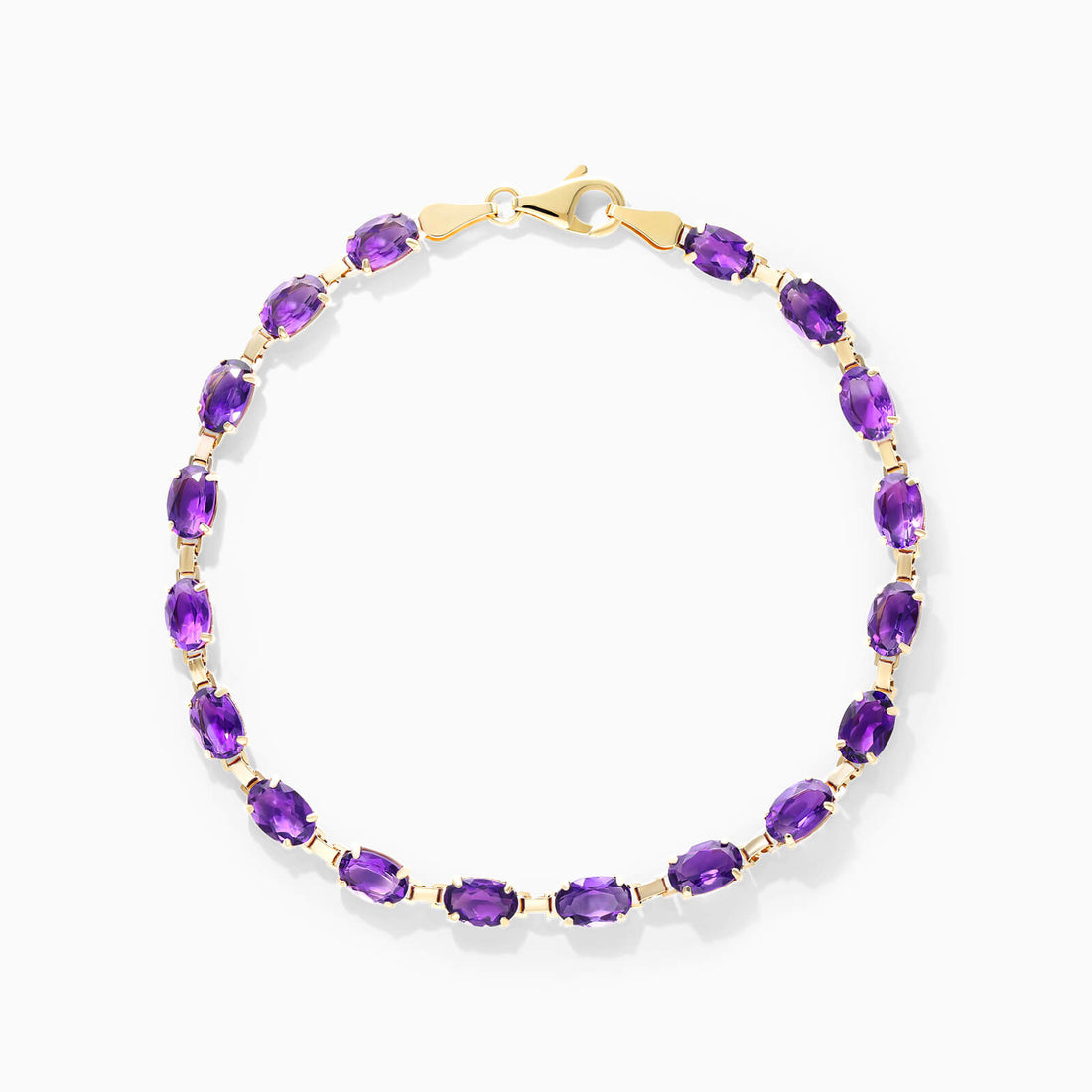 Pulseira Feminina de Ouro Amarelo 18k Ametista Luxo