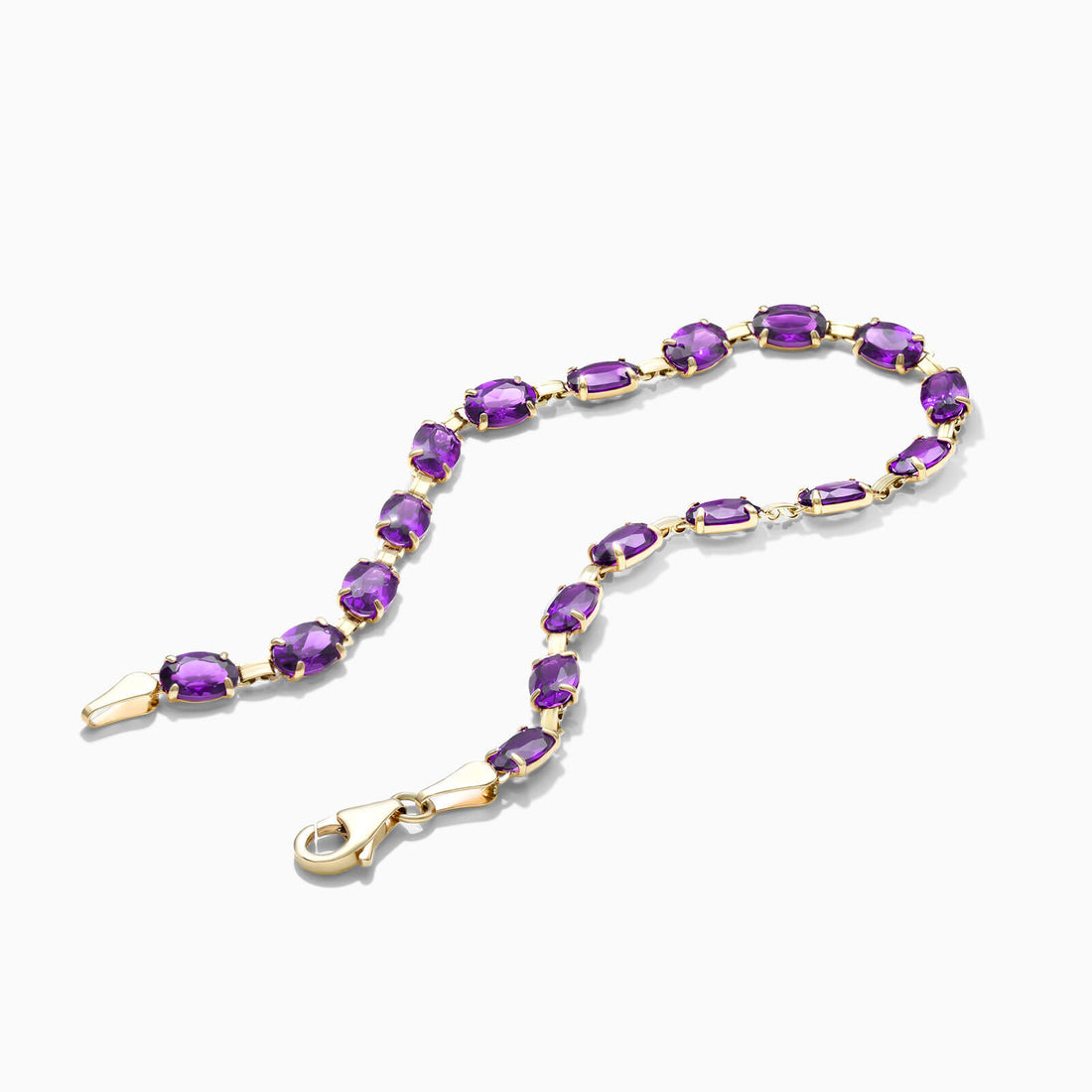 Pulseira Feminina de Ouro Amarelo 18k Ametista Luxo