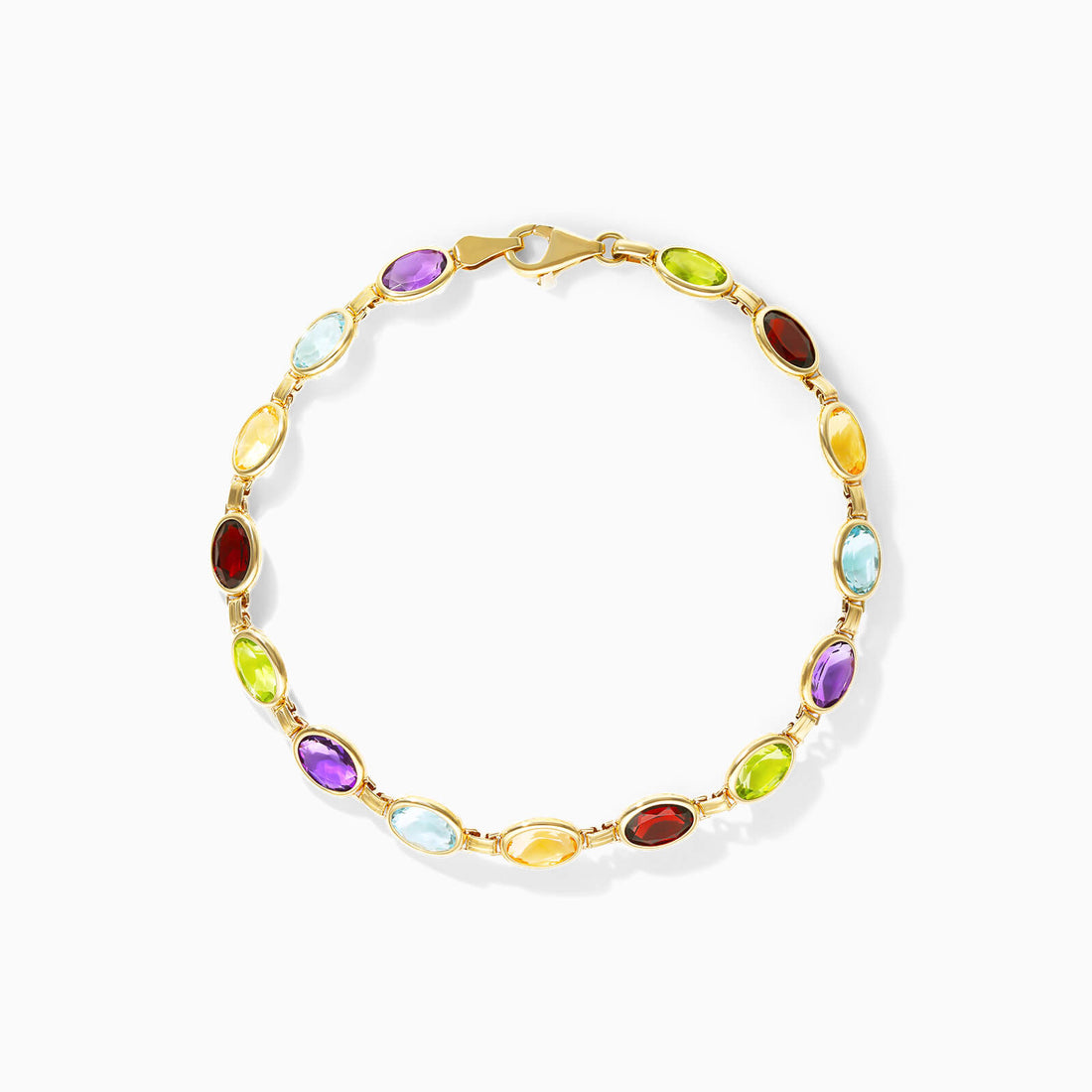 Pulseira Feminina de Ouro Amarelo 18k Pedras Coloridas de Luxo