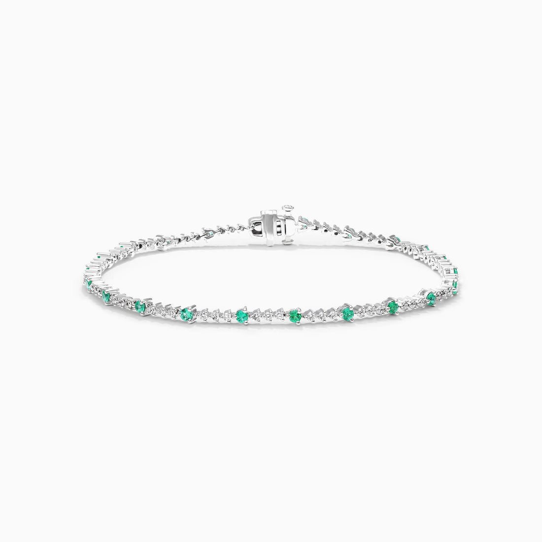 Pulseira Riviera Feminina de Ouro 18k Diamantes e Esmeralda Luxo