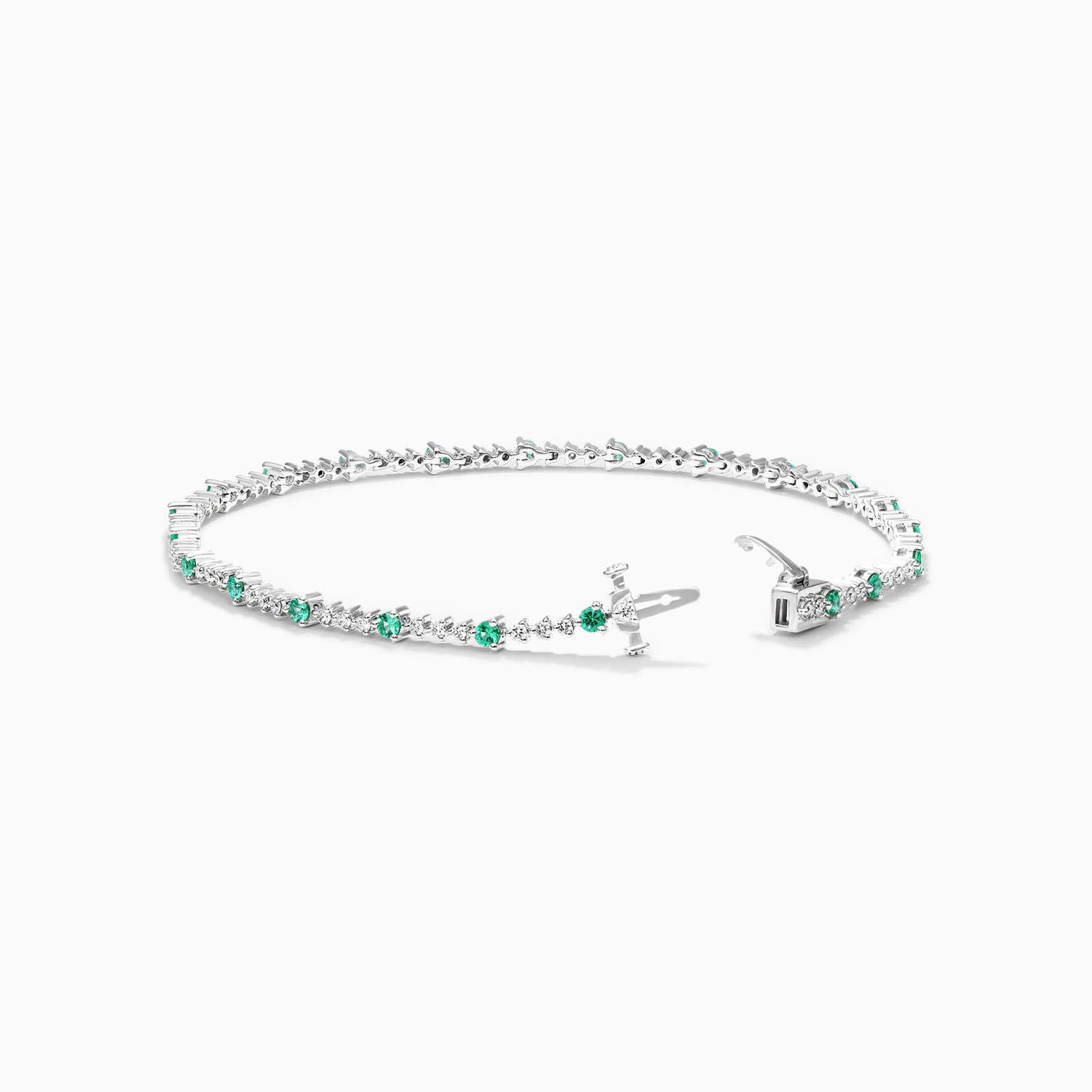 Pulseira Riviera Feminina de Ouro 18k Diamantes e Esmeralda Luxo