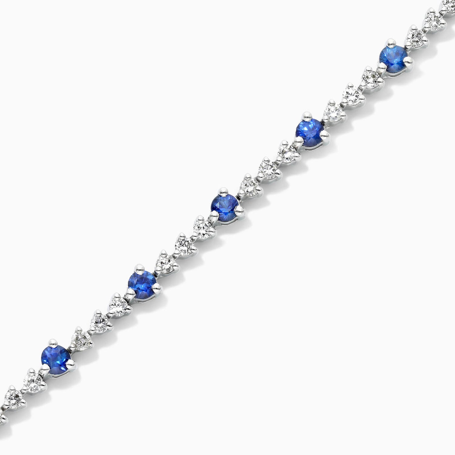 Pulseira Riviera Feminina de Ouro 18k Diamantes e Safira Luxo