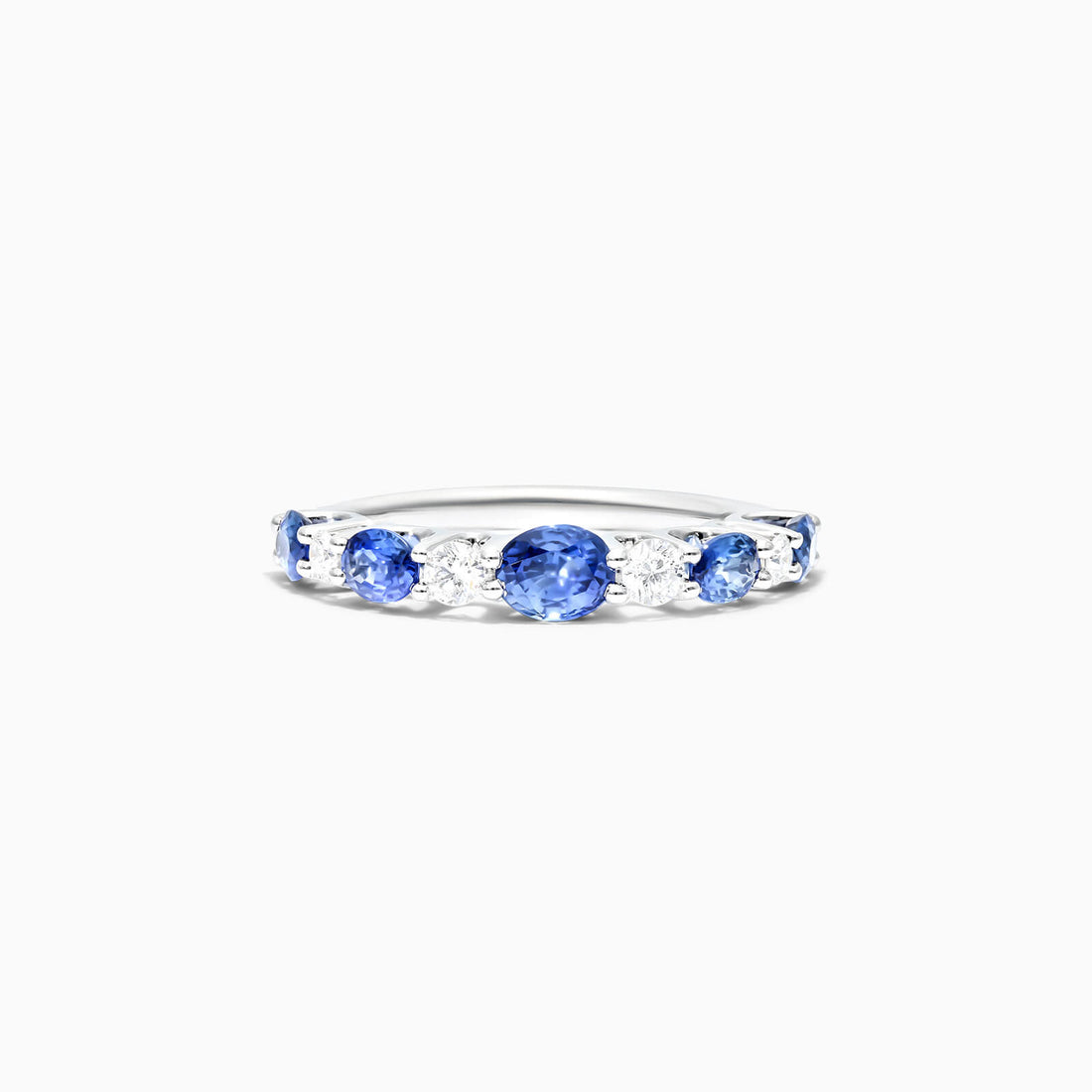 Anel De Ouro Branco 18k Alternado Safiras Azuis E Diamantes | New | Aparadores, diamante, white | AUREA FINE JEWELRY